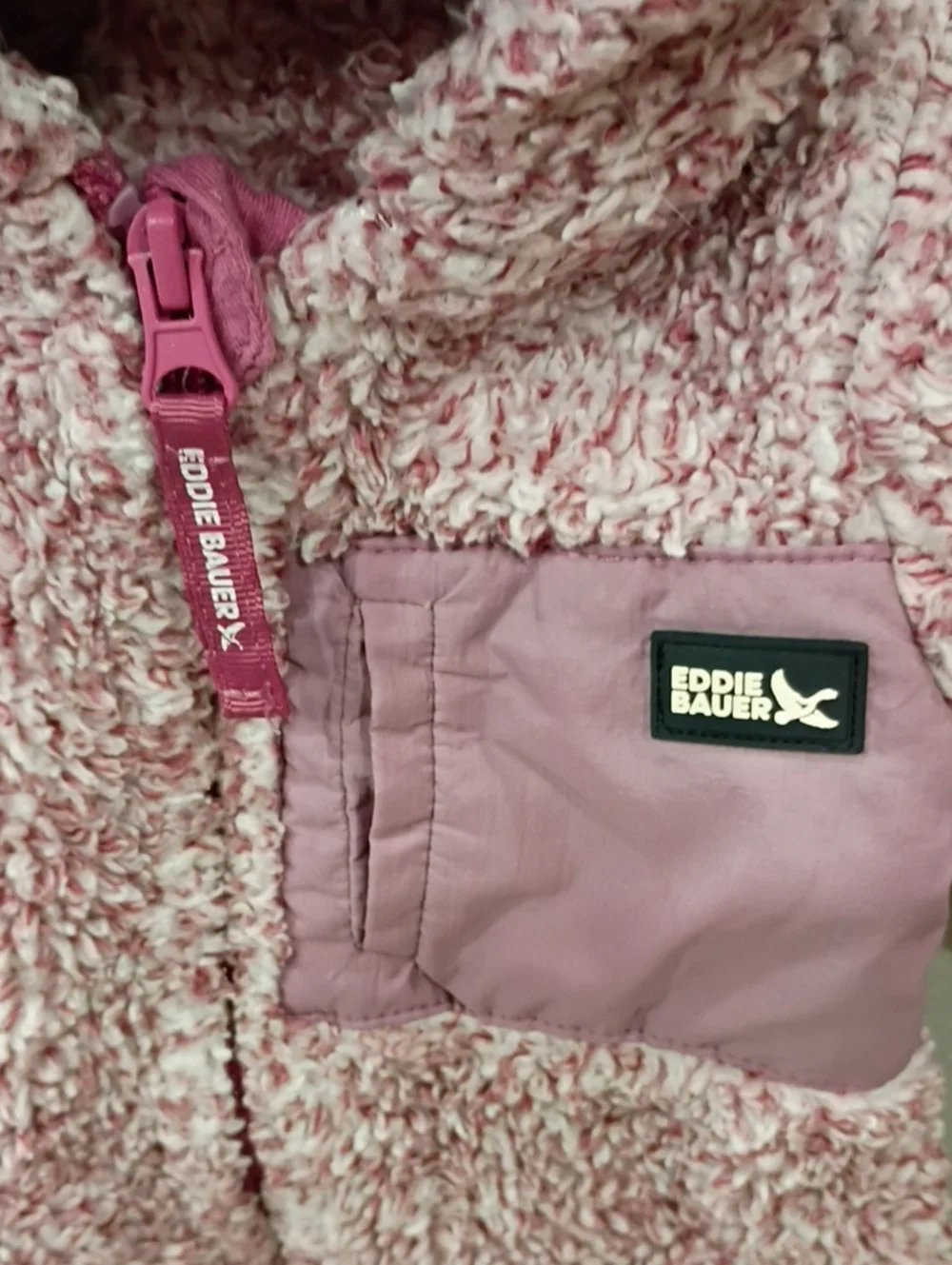 Eddie Bauer Plush Hooded Baby One-Piece in Mauve Pink